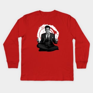 Charlie Sheen Meditation FU Kids Long Sleeve T-Shirt